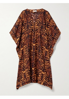 Ulla Johnson - Estelle Tiger-print Cotton-blend Voile Kaftan - Animal print - XS/S,M/L
