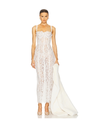 Helsa The Lace Column Dress in White. Size L. Also in XS, S, M.