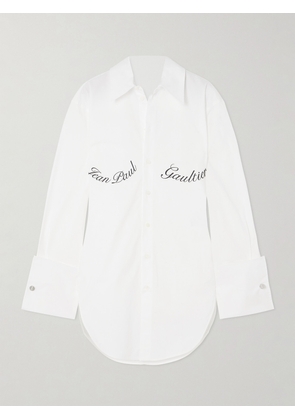 Jean Paul Gaultier - Printed Cotton-blend Poplin Shirt - White - xx small,x small,small,medium,large,x large,xx large
