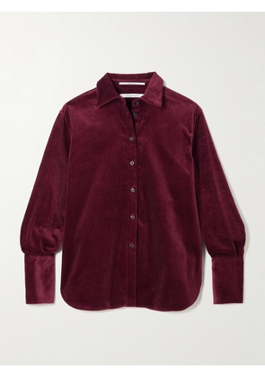 Another Tomorrow - Oversized Organic Cotton-corduroy Shirt - Burgundy - IT36,IT38,IT40,IT42,IT44,IT46