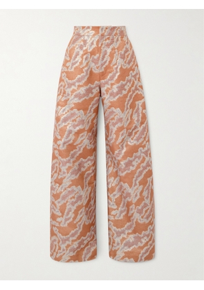 DESTREE - Lenore Metallic Jacquard Wide-leg Pants - Orange - FR 34,FR 36,FR 38,FR 40,FR 42,FR 44