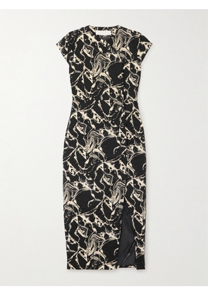DESTREE - Dorothea Marble Metallic Cotton-blend Jacquard Midi Wrap Dress - Black - x small,small,medium,large