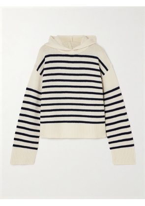 LISA YANG - Karolin Striped Cashmere Hoodie - Cream - 01,2