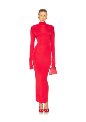 Helsa Cordelia Maxi Knit Dress in Red. Size L. Also in S, M, XL.