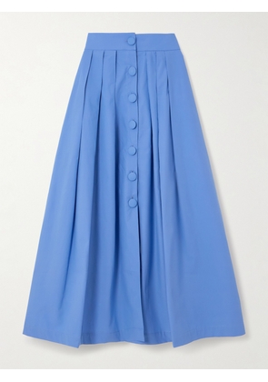 DESTREE - Irving Pleated Cotton-poplin Midi Skirt - Blue - x small,small,medium,large