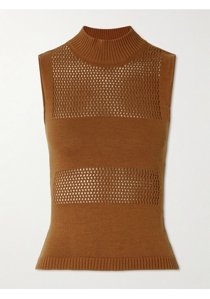 DESTREE - Genesis Paneled Open-knit Organic Cotton-blend Top - Metallic - S/M,M/L