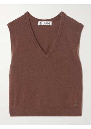 ÉTERNE - Lenny Cropped Embellished Cashmere Vest - Brown - XS/S,M/L,L/XL