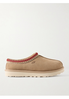 UGG - Tasman Wool-blend Fleece-lined Embroidered Suede Slippers - Neutrals - US5,US6,US7,US8,US9,US10,US11
