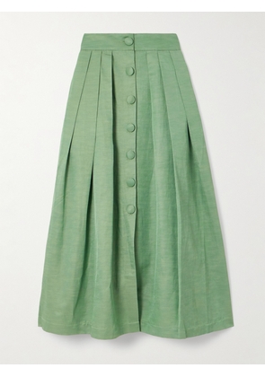 DESTREE - Irving Pleated Twill Maxi Skirt - Green - x small,small,medium,large
