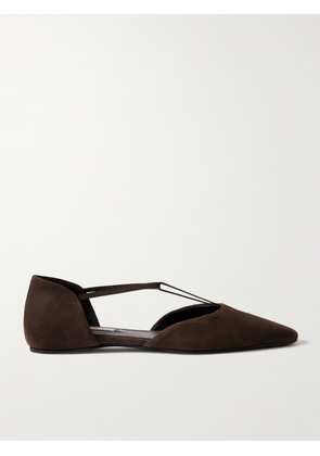 TOTEME - The T-strap Suede Point-toe Flats - Brown - IT35,IT36,IT37,IT38,IT39,IT40,IT41,IT42