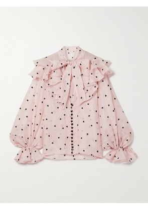 Zimmermann - Crush Ruffled Embroidered Linen And Silk-blend Organza Blouse - Pink - 00,1,2,3,4