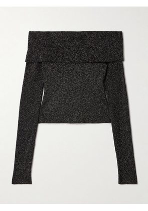 Zimmermann - Crush Off-the-shoulder Cropped Metallic Stretch-knit Top - Black - 00,1,2,3,4