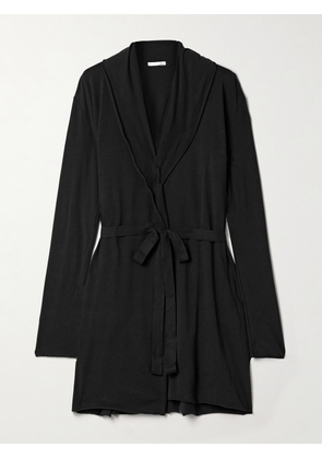 Skin - Belted Organic Pima Cotton-jersey Robe - Black - 01,2,3,4,5