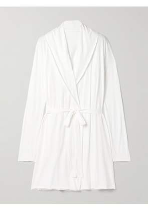 Skin - Belted Organic Pima Cotton-jersey Robe - White - 01,2,3,4,5