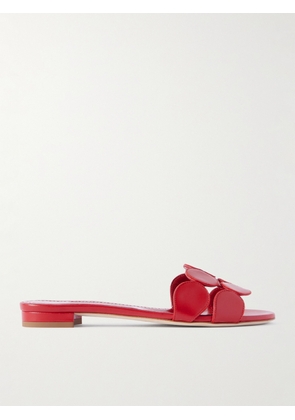 Manolo Blahnik - Haribalmu 10 Cutout Leather Slides - Red - IT36,IT36.5,IT37,IT37.5,IT38,IT38.5,IT39,IT39.5,IT40,IT40.5,IT41,IT41.5,IT42