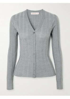 &Daughter - Ribbed Wool Cardigan - Gray - x small,small,medium,large,x large