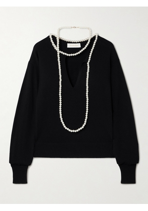 Zimmermann - Crush Faux Pearl-embellished Wool Sweater - Black - 00,1,2,3,4