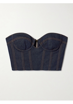 Zimmermann - Crush Cropped Denim Bustier Top - Blue - 00,1,2,3,4