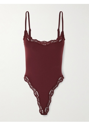 SKIMS - Fits Everybody Lace-trimmed Stretch Thong Bodysuit - Oxblood - Burgundy - XXS,XS,S,M,L,XL,2XL,3XL,4XL