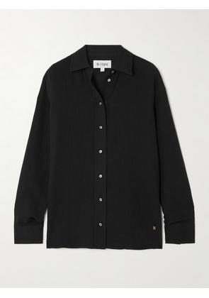ÉTERNE - Constance Embellished Cotton-gauze Shirt - Black - x small,small,medium,large,x large