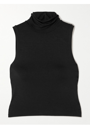 ÉTERNE - Harlow Stretch-modal Jersey Turtleneck Tank - Black - x small,small,medium,large,x large