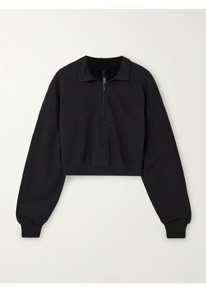 SKIMS - Cropped Cotton-blend Jersey Half-zip Sweater - Onyx - Black - XXS,XS,S,M,L,XL,2XL,3XL,4XL