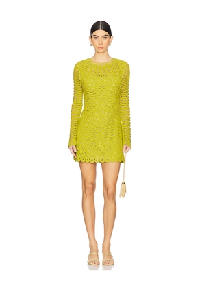 SIMKHAI Mccall Long Sleeve Mini Dress in Lemon,Green. Size 0. Also in 2, 4, 8.