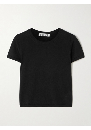 ÉTERNE - Van Cropped Cashmere T-shirt - Black - XS/S,M/L