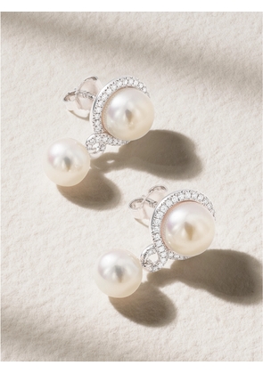 Mikimoto - 18-karat White Gold, Diamond And Pearl Earrings - Silver - One size