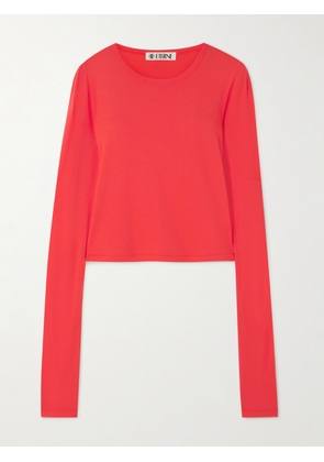ÉTERNE - Long Sleeve Baby Tee Cotton And Modal-blend Jersey T-shirt - Red - x small,small,medium,large,x large