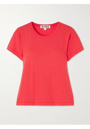 ÉTERNE - Short Sleeve Baby Tee Cropped Cotton And Modal-blend Jersey T-shirt - Red - x small,small,medium,large,x large