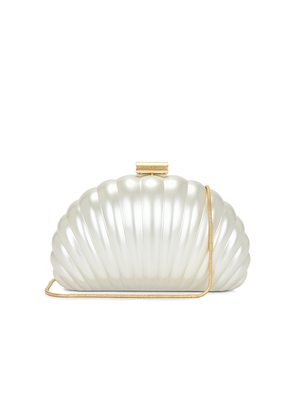 SIMKHAI Monet Pearlized Shell Clutch in Ivory.