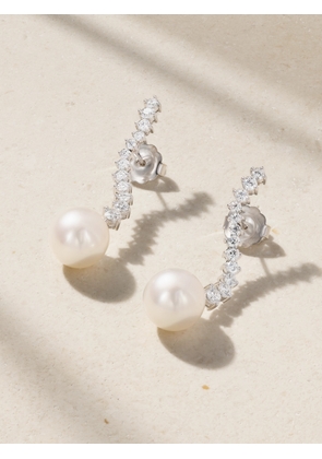 Mikimoto - 18-karat White Gold, Diamond And Pearl Earrings - Silver - One size