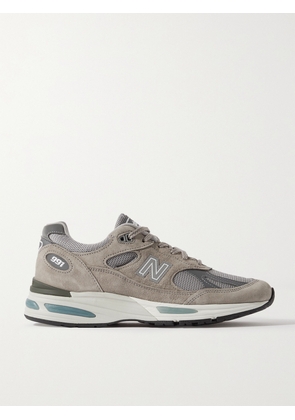 New Balance - 991v2 Mesh-trimmed Suede Sneakers - Gray - US4.5,US5,US5.5,US6,US6.5,US7,US7.5,US8,US8.5,US9,US9.5