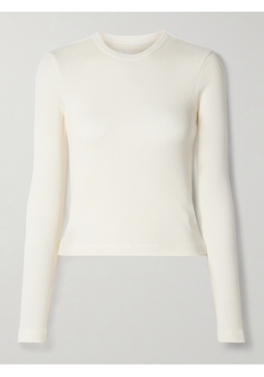 Citizens of Humanity - Pilar Cropped Waffle-knit Cotton T-shirt - Off-white - x small,small,medium,large,x large