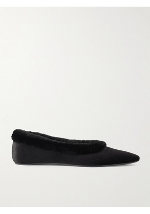 TOTEME - Shearling-trimmed Velvet Ballet Flats - Black - IT36,IT37,IT38,IT39,IT40,IT41,IT42