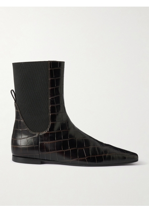 TOTEME - Croc-effect Leather Ankle Boots - Brown - IT36,IT37,IT38,IT39,IT40,IT41,IT42