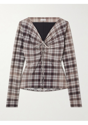 Acne Studios - Ruched Checked Stretch-jersey Top - Multi - xx small,x small,small,medium,large