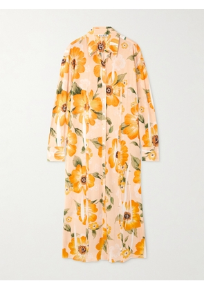 Acne Studios - Floral-print Jersey Midi Shirt Dress - Orange - EU 32,EU 34,EU 36,EU 38,EU 40,EU 42