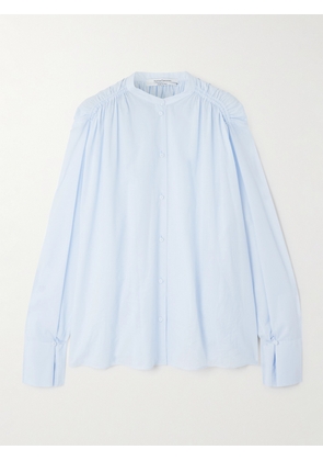 Another Tomorrow - Gathered Organic Cotton-voile Shirt - Blue - IT36,IT38,IT40,IT42,IT44,IT46,IT48