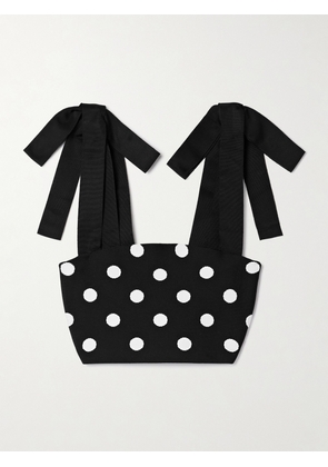 Carolina Herrera - Cropped Polka-dot Jacquard-knit Tank - Black - XXS,XS,S,M,L