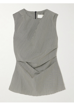 RÓHE - Gathered Gingham Wool-blend Top - Black - FR 34,FR 36,FR 38,FR 40,FR 42,FR 44