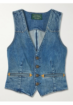 Polo Ralph Lauren - Embroidered Denim Vest - Blue - US0,US2,US4,US6,US8,US10,US12