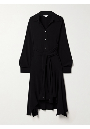 Acne Studios - Convertible Asymmetric Belted Crepe De Chine Midi Shirt Dress - Black - EU 32,EU 34,EU 36,EU 38,EU 40,EU 42