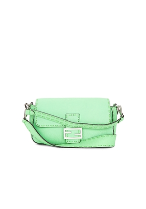 FWRD Renew Fendi Selleria Baguette NM Shoulder Bag in Green.