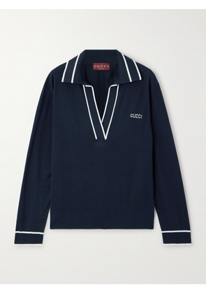 Gucci - Striped Intarsia-knit Silk And Cotton-blend Sweater - Blue - XS,S,M,L,XL,XXL