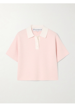 JW Anderson - Cropped Cotton And Cashmere-blend Polo Top - Pink - xx small,x small,small,medium,large,x large