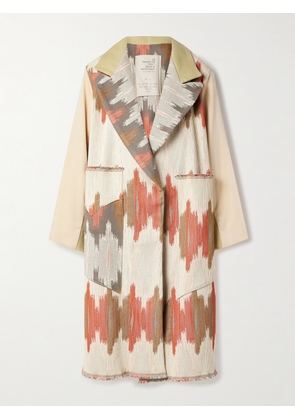 Thank You Have A Good Day - Crosby Paneled Cotton-jacquard, Velvet And Herringbone-twill Coat - Neutrals - One size
