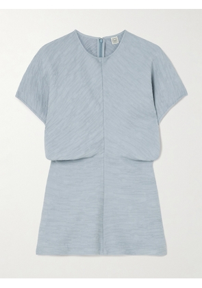 TOTEME - Draped Textured Woven Top - Blue - DK32,DK34,DK36,DK38,DK40