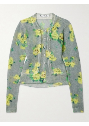 Acne Studios - Layered Floral-print Mohair-blend Sweater - Gray - xx small,x small,small,medium,large